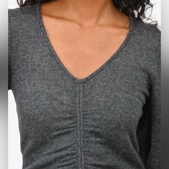 FRAME Grey Cashmere Puffed Sleeve Sweater